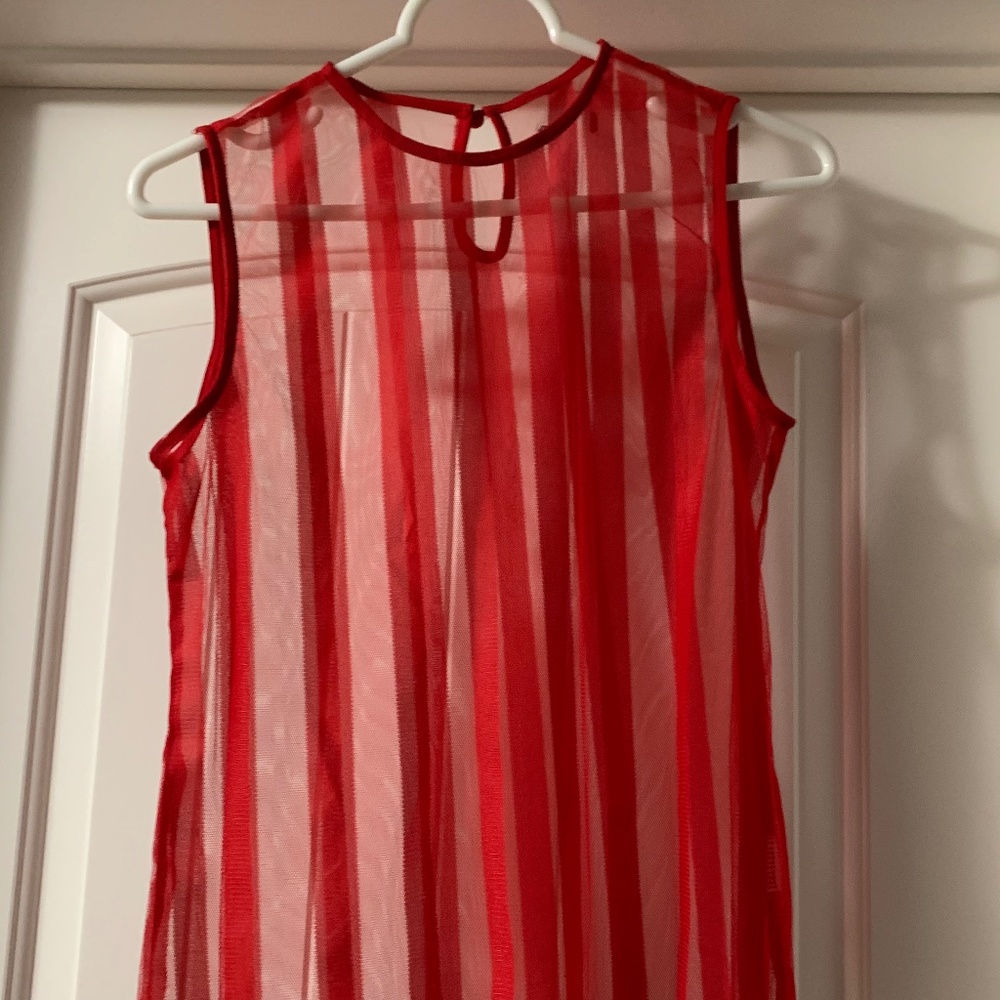 Striped Red Mesh Tank Top